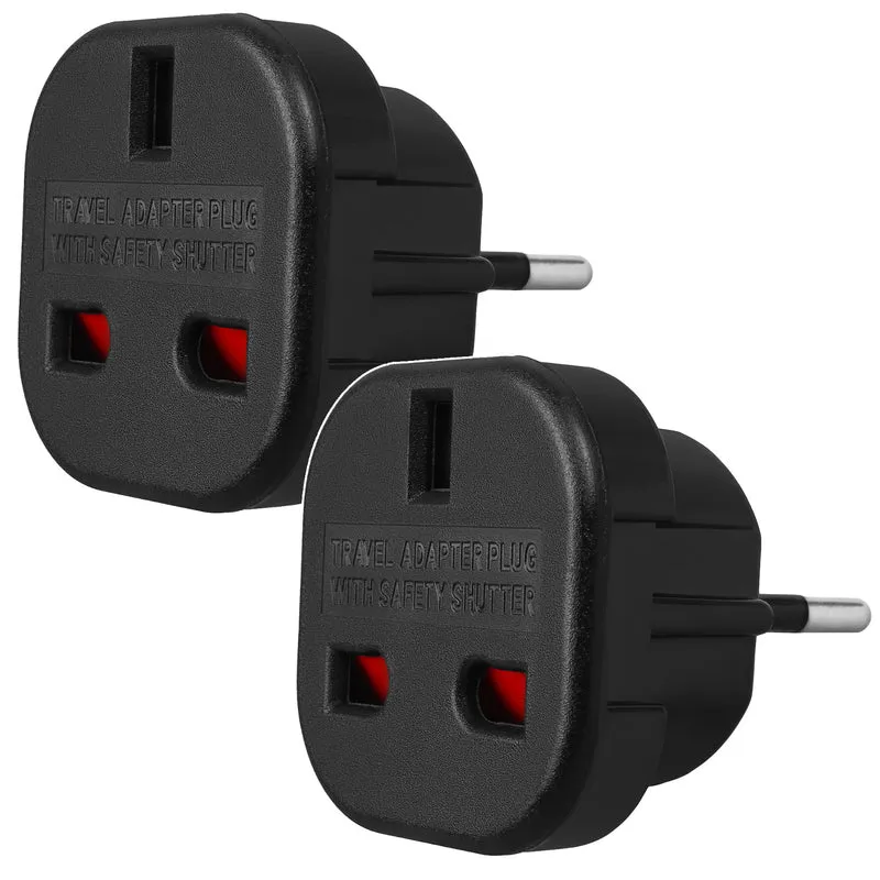 Maclean UK-Steckdose auf EU-Stecker-Adapter, schwarz, MCE72, 2 Stück