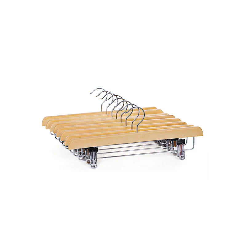 Kleiderbügel aus Schima-Holz mit verstellbaren Clips
