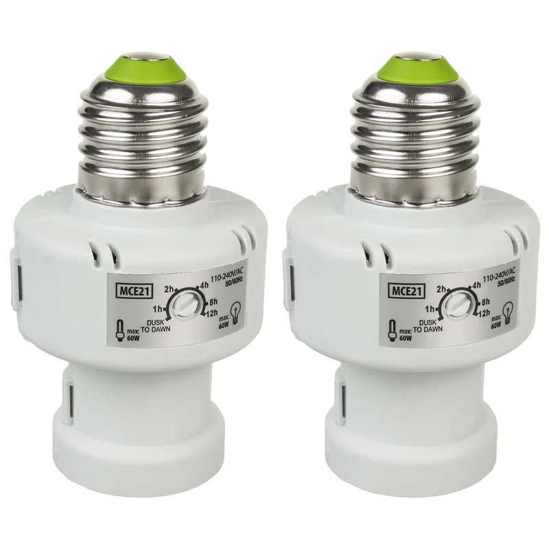 Maclean Glühbirnenfassung, E27, max. 100W, mit Dämmerungssensor, Timer, weiß, MCE21W, 2 Stück