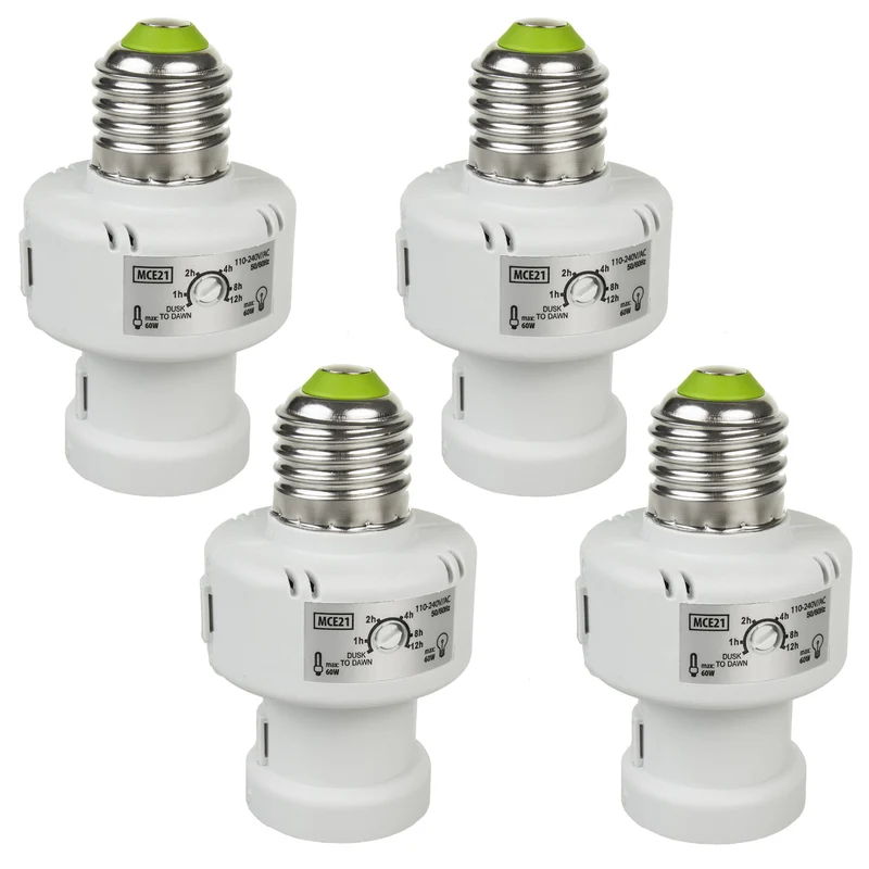 Maclean Glühbirnenfassung, E27, max. 100W, mit Dämmerungssensor, Timer, weiß, MCE21W, 4 Stück