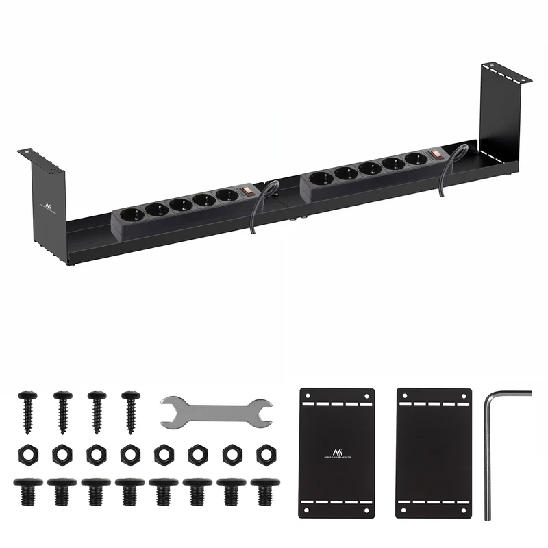 Maclean kompakter Untertisch-Kabelsammler, Tragfähigkeit 5 kg, schwarz, MC-107 B