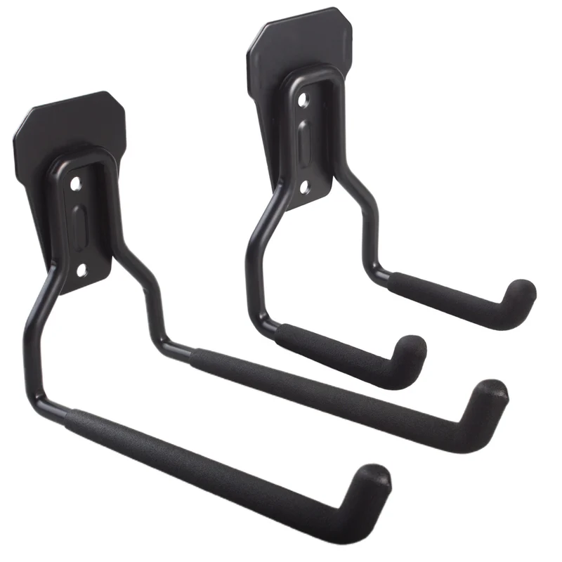 Maclean Garagenwandhalterung, für Reifen, Gartengeräte, Leiter, Gartenschläuche, Stahl, Tragfähigkeit 35kg, MC-439 + Garagenstahlwandhaken 35kg schwarz