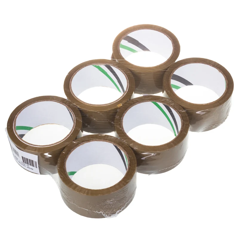 Braunes, lösungsmittelhaltiges, selbstklebendes Verpackungsband 54m 48mm - 6 Stück