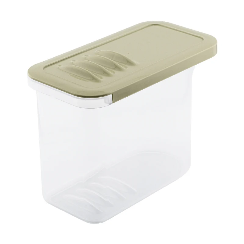 BranQ Lebensmittelbehälter, 1l, transparent, olivgrüner Deckel, Shark