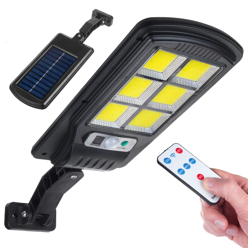Maclean MCE446 Solar Straßenlampe mit Bewegungs- und Dämmerungssensor IP54 4W 400 Lumen 6500K Fernbedienung Solarlampe Außenwandleuchte Außenbeleuchtung Straßenlaterne 3 Beleuchtungsmodi