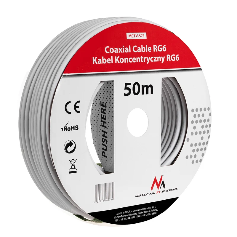 SAT-Antennenkabel Koaxialkabel 50 Meter Maclean MCTV-571