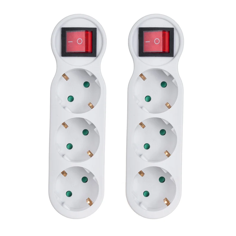 2x Maclean Steckdose, dreifach, mit Schalter und Erde, 16A, deutsche Version, MCE216