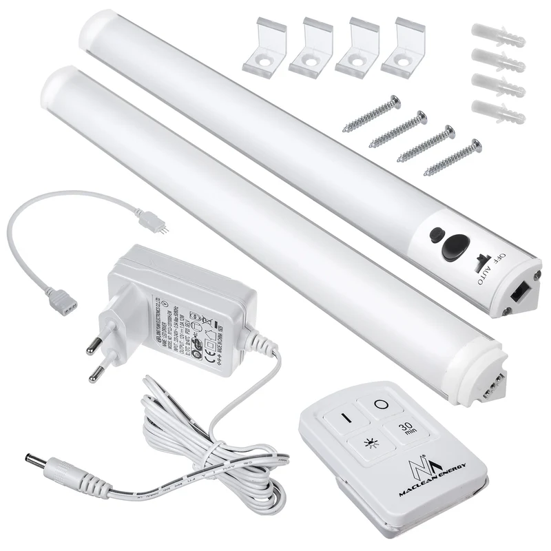 Linear LED Unterbauleuchten mit Fernbedienung Lineare Lichtleiste Timer Helligkeitseinstellung Kaltweiß (2-Module Set)