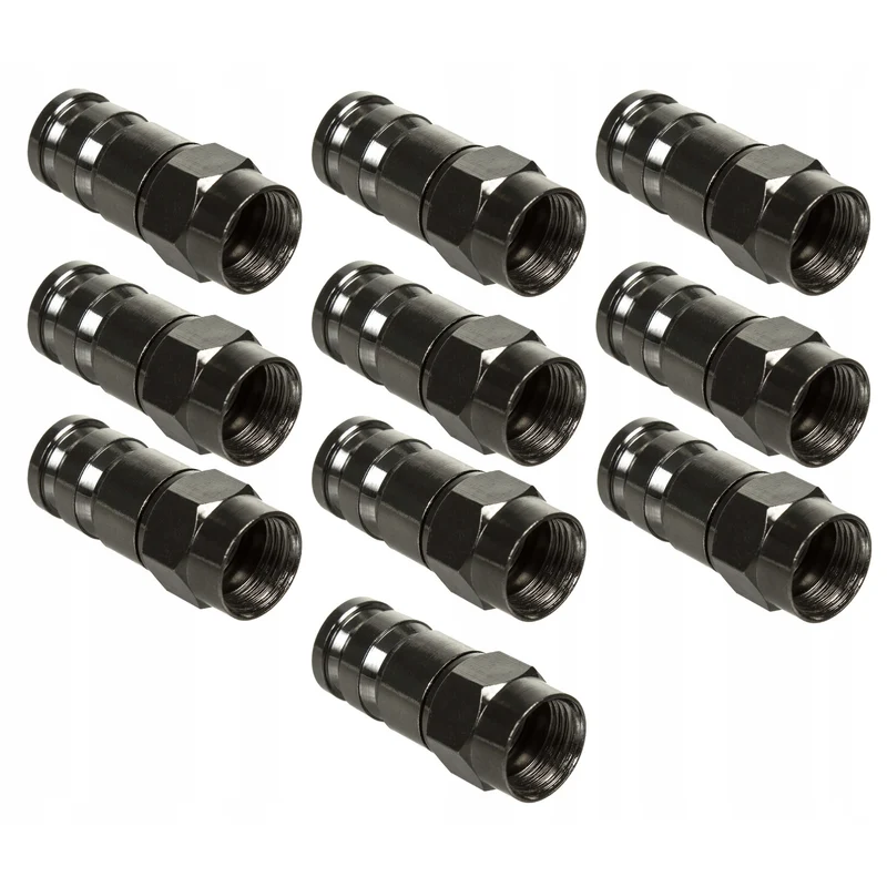 Maclean, F-Kompressionsstecker, RG-6, Professional, Nickel, Schwarz, MCTV-916, 10 Stück