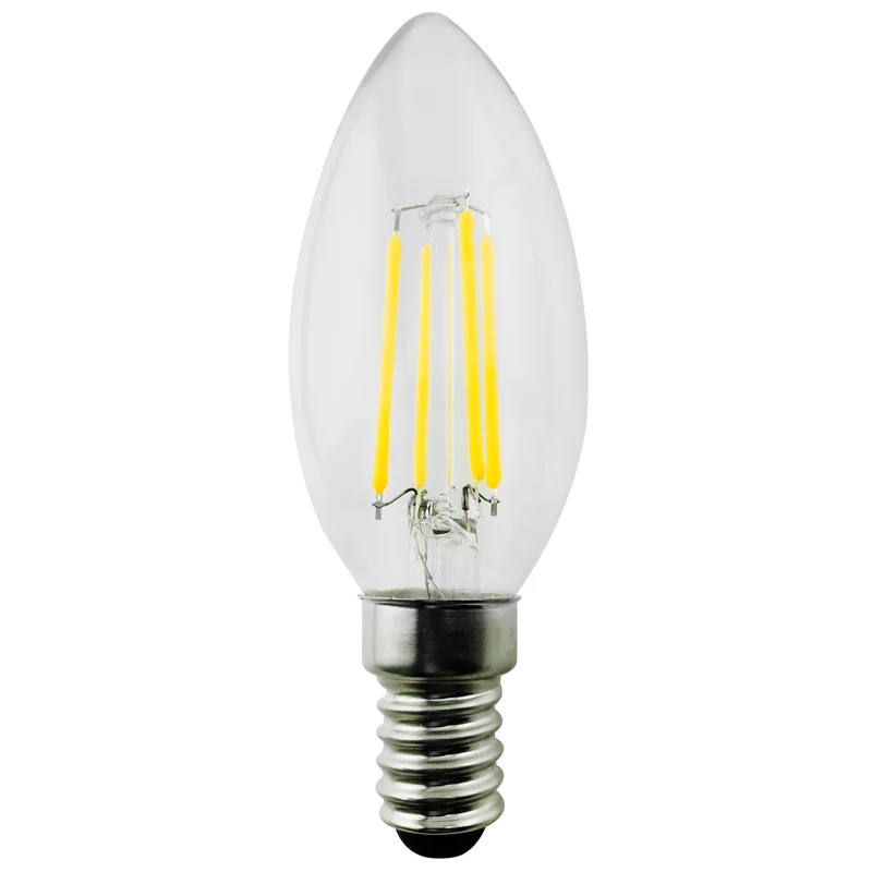 Retro Edison Filament Glühbirne LED Vintage Dekorative Glühlampe Beleuchtung Birne Warmweiß C37 (E14 6W Kerze 806lm)