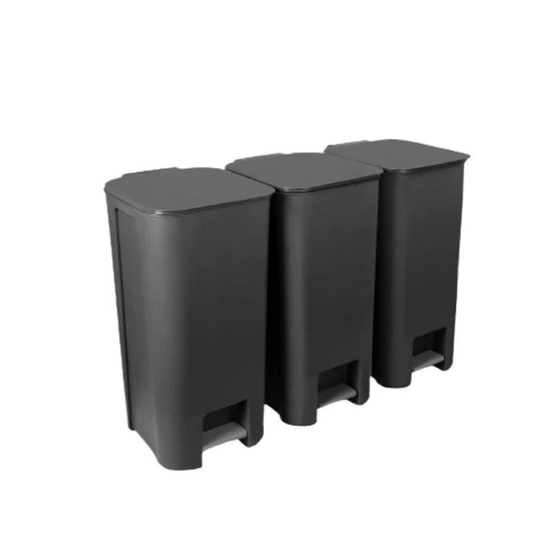 Recycling-Set 3 x Treteimer 40 L Dunkles Graphit Practic 10105593