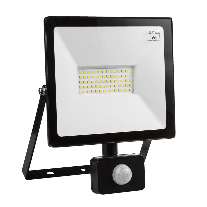 LED Flutlicht mit PIR Bewegungssensor 50W 4000 Lumen Außenbeleuchtung Scheinwerfer Strahler Slim IP44 Spritzwassergeschützt (50W, Kaltweiß 6000K)