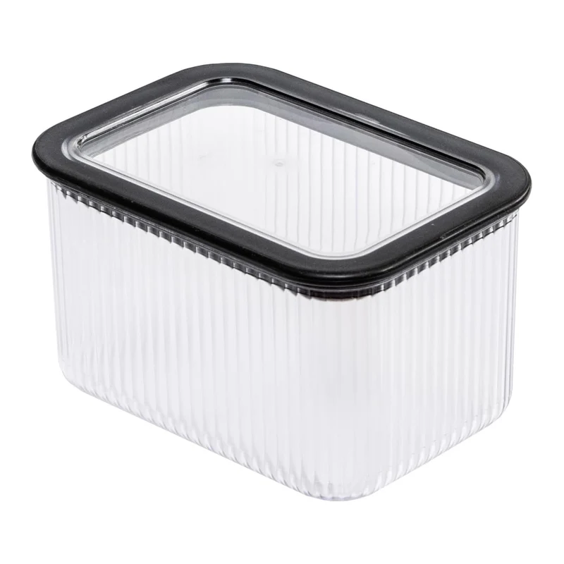Branq Küchenbehälter, für Lebensmittel, 1 l, transparent mit schwarzer Dichtung, Neroli