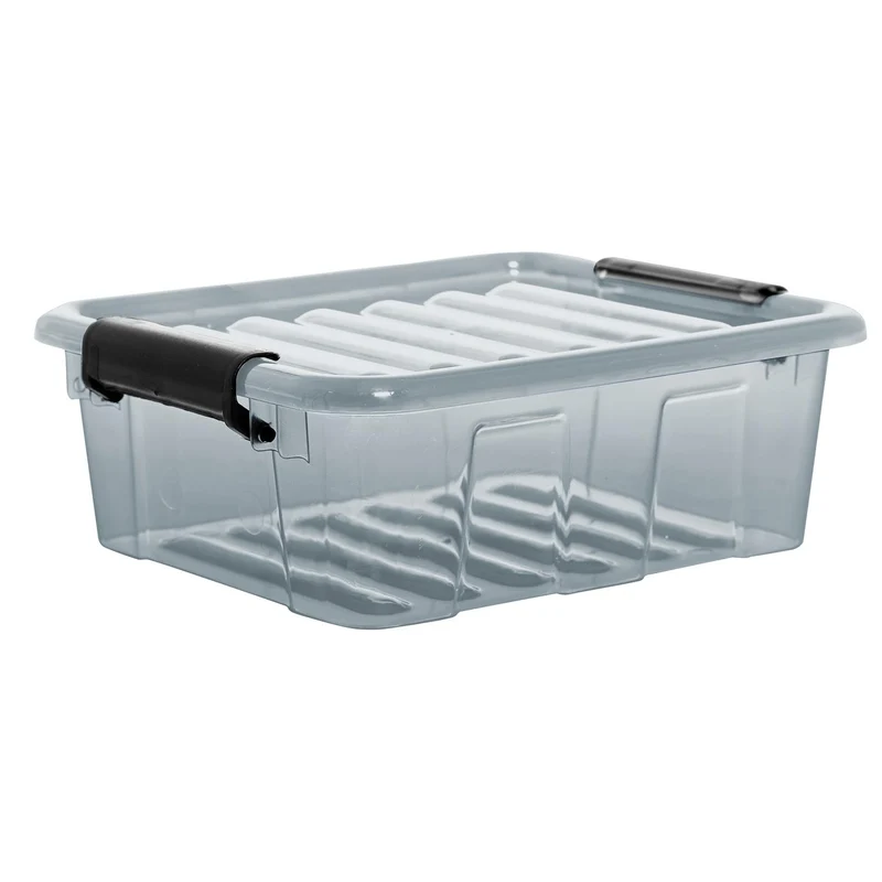 Aufbewahrungsbox mit Deckel Klickverschluss Aufbewahrungsbehälter Stapelbar Transparent Grau 1,6L