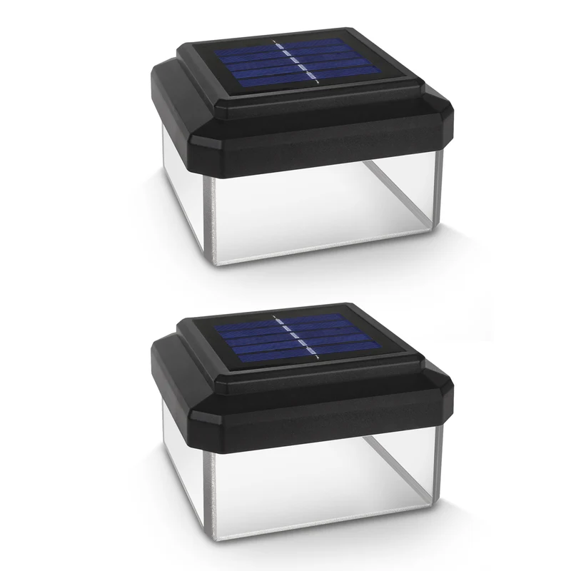 2x GreenBlue Solar-LED-Pfostenleuchte 100x100mm, Hüllendach, GB128