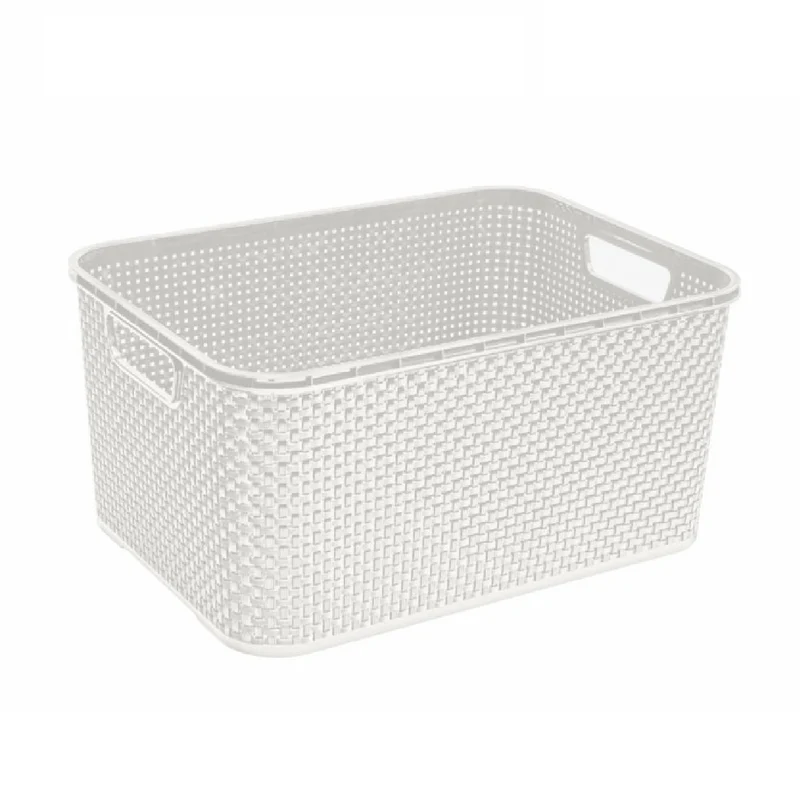 Rattankorb Dose BranQ 19L Plastik antik weiß