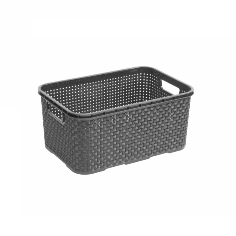 BranQ Multifunktionaler Universalkorb aus Rattan - Home essential Größe S: 7 l Kunststoff - Anthrazit - 28,5 x 19,5 x 12,9 cm