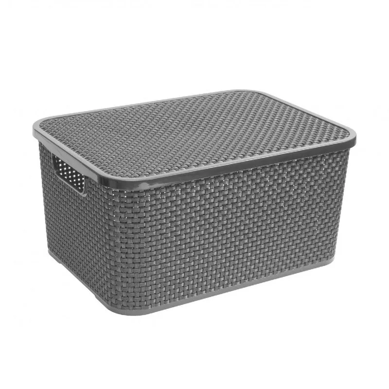 BranQ stilvoller Rattankorb mit Deckel 19L anthrazit