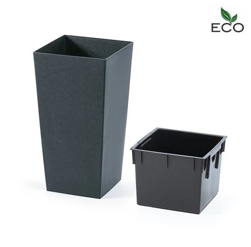 Prosperplast 2in1 Pflanzgefäß mit Einsatz 26,5 x 26,5 x 50 cm Urbi Square Eco