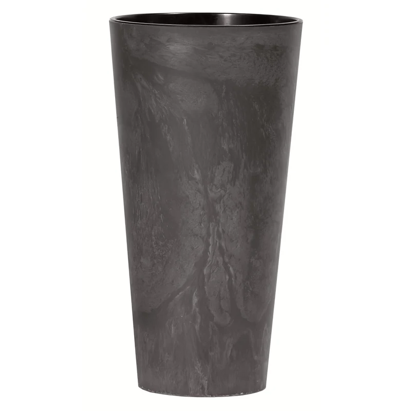 Tubus Slim Effect Blumentopf Pflanzkübel Beton-Design 2in1 inkl. Pflanztopf Rund Kunststoff (250mm, Anthrazit)