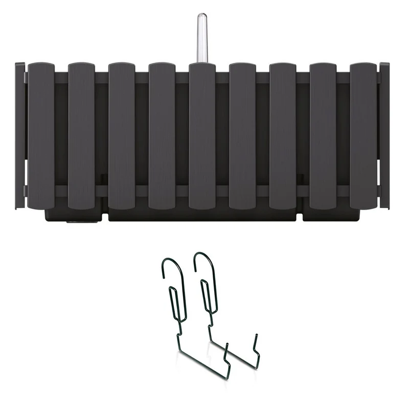 Boardee Fencycase Balkonkasten mit Aufhängung und Bewässerungssystem Blumenkasten Blumentopf mit Haken Pflanzkasten 38cm Anthrazit