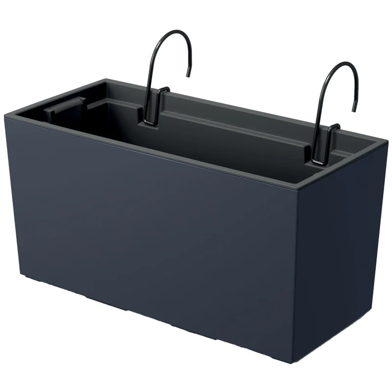 Urbi Case Balkonkasten mit Aufhängung und Innentopf Blumenkasten Blumentopf mit Haken Pflanzkasten (395x185x195mm, Anthrazit)