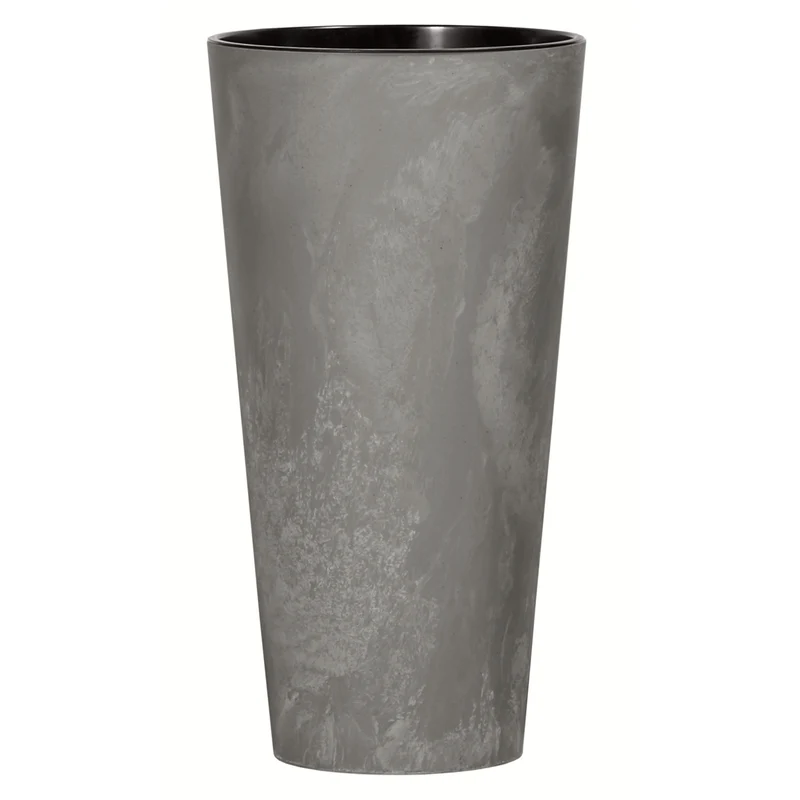 Tubus Slim Effect Blumentopf Pflanzkübel Beton-Design 2in1 inkl. Pflanztopf Rund Kunststoff (300mm, Marengo)