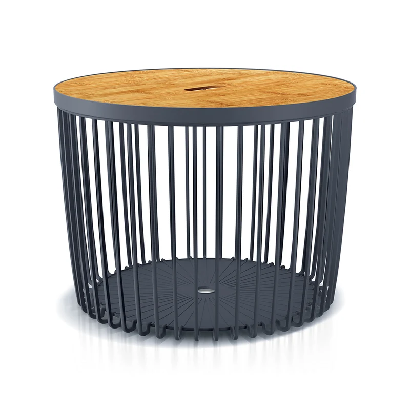 Clubo Beistelltisch mit Stauraum Korbfunktion Wohnzimmer Tisch Sofatisch Drahtkorb Modern Anthrazit (100L)