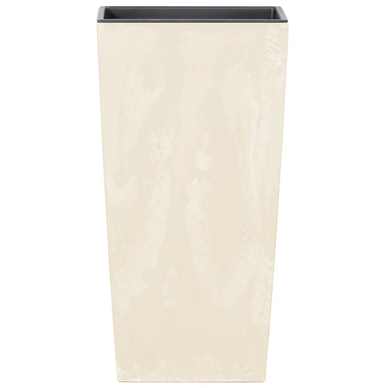 Urbi Square Beton Effect Blumentopf in Betonoptik Pflanzkübel Kunststoff Eckig (126x126x200mm, Creme)