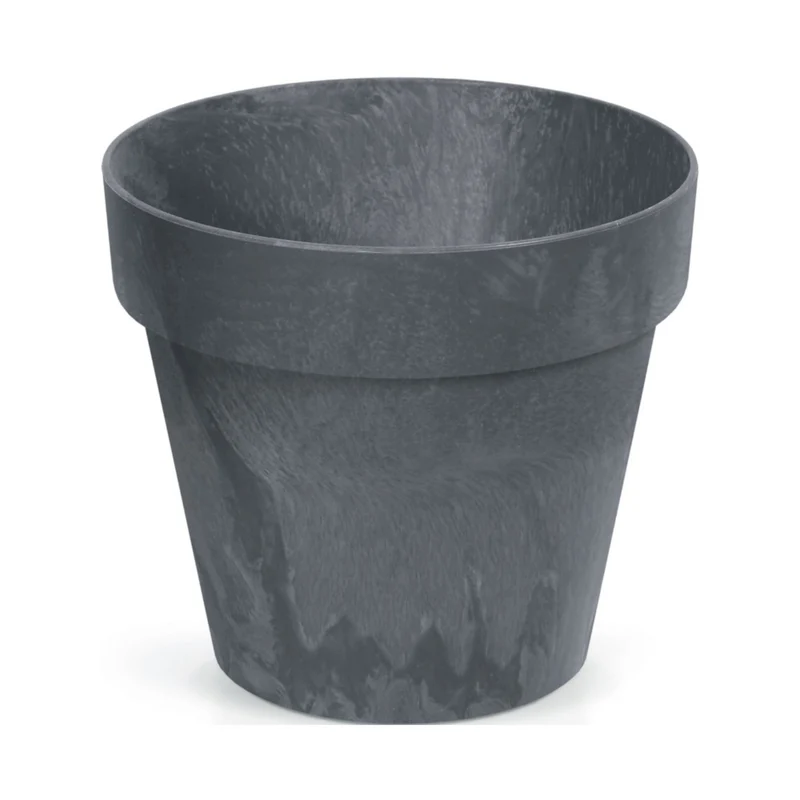 Cube Beton Effect Blumentopf für Innen- und Außenbereich Pflanzkübel UV-beständig Rund Kunststoff Ø 400mm Anthrazit