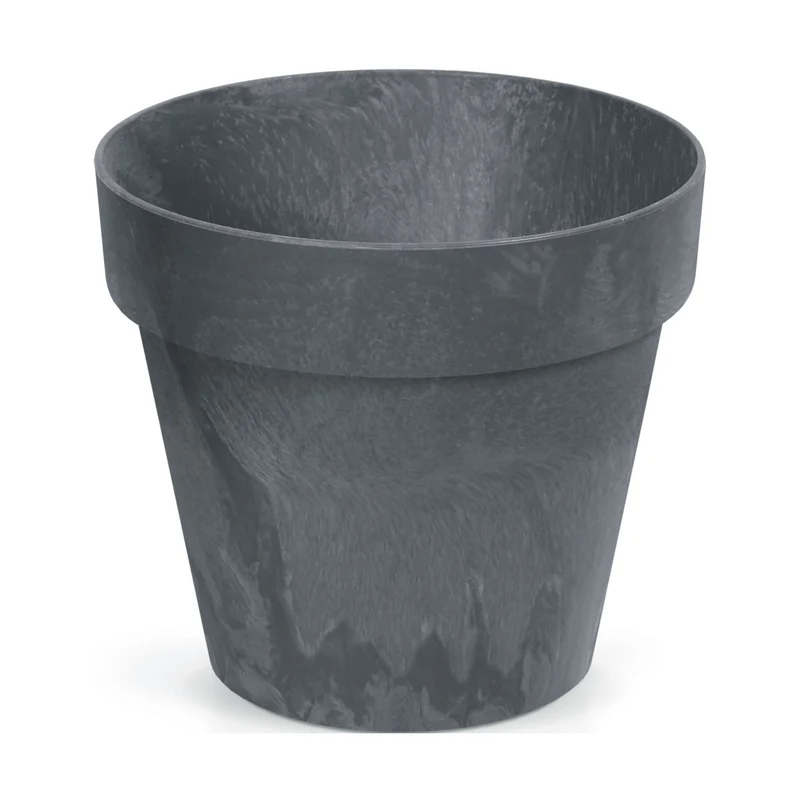 Cube Beton Effect Blumentopf für Innen- und Außenbereich Pflanzkübel UV-beständig Rund Kunststoff Ø 300mm Anthrazit