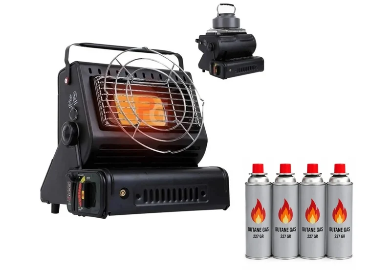 Gasheizung 2in1 Camping Heizung 1,3kW Heizstrahler Keramik Piezo Zelt Outdoor