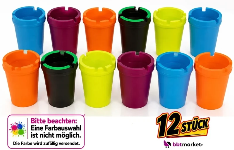 Aschenbecher Kunststoff Tischaschenbecher 11x8cm Bunt Gemischte Farben