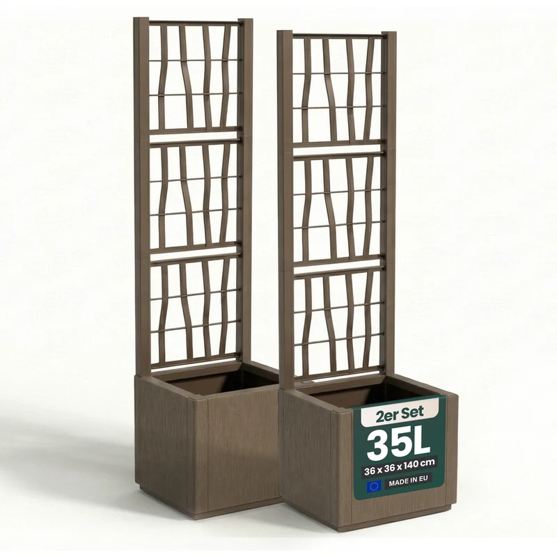 Set: 2 x XL SPALIER 'Ethica' - 36 x 36 x 140 cm - in Struktur Optik - schmale Version - in Taupé
