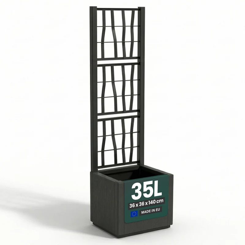 XL SPALIER 'Ethica' - 36 x 36 x 140 cm - in Struktur Optik - schmale Version - in Anthrazit