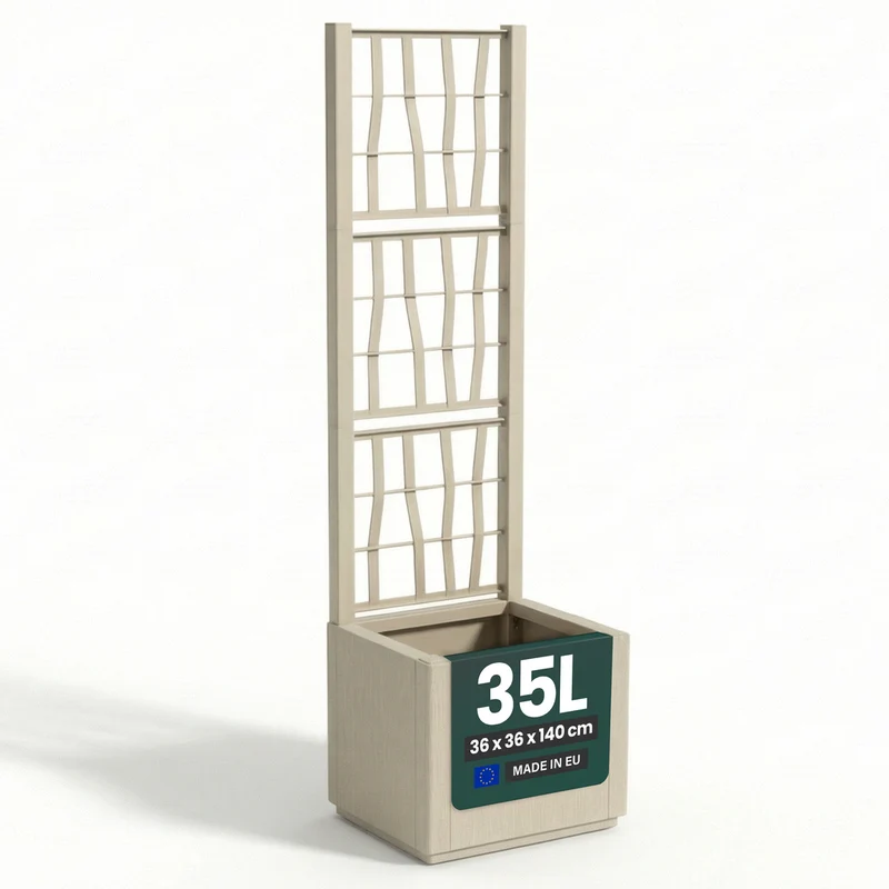 XL SPALIER 'Ethica' - 36 x 36 x 140 cm - in Struktur Optik - schmale Version - in Beige