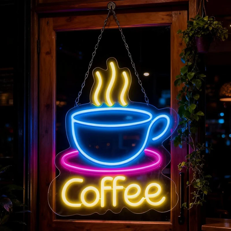 LED Kaffee Neon Schild dimmbar USB 43cm Coffee Leuchtschild