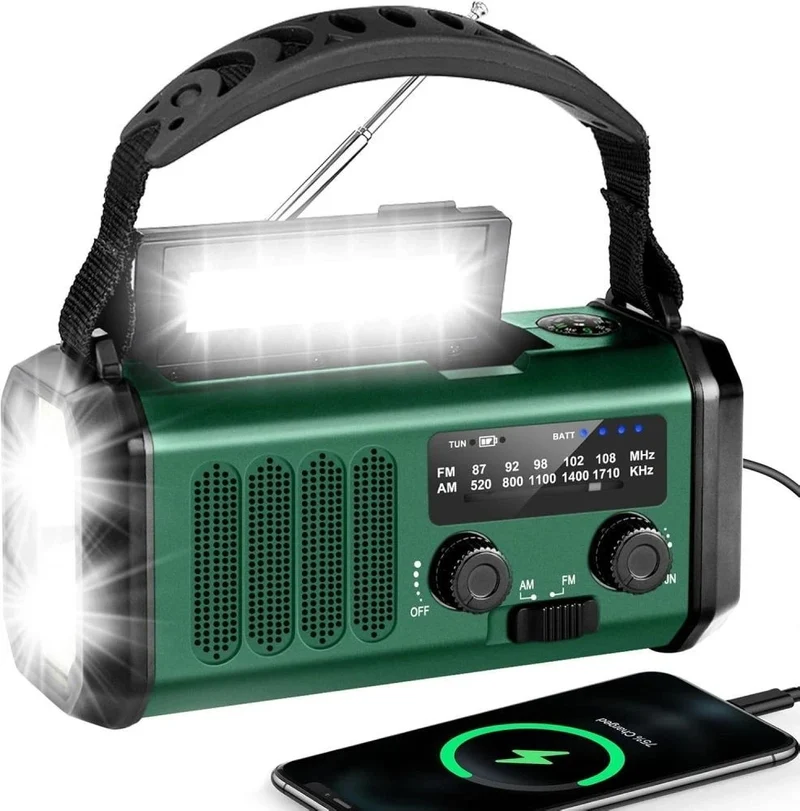 Notfallradio Solar 10000mAh FM AM NOAA Kurbel Radio Powerbank