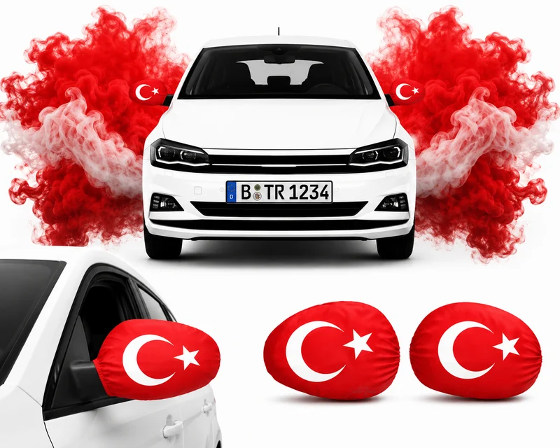 Türkei Spiegelfahne 2er Set Auto Spiegel Flagge Türkiye Fanartikel EM WM
