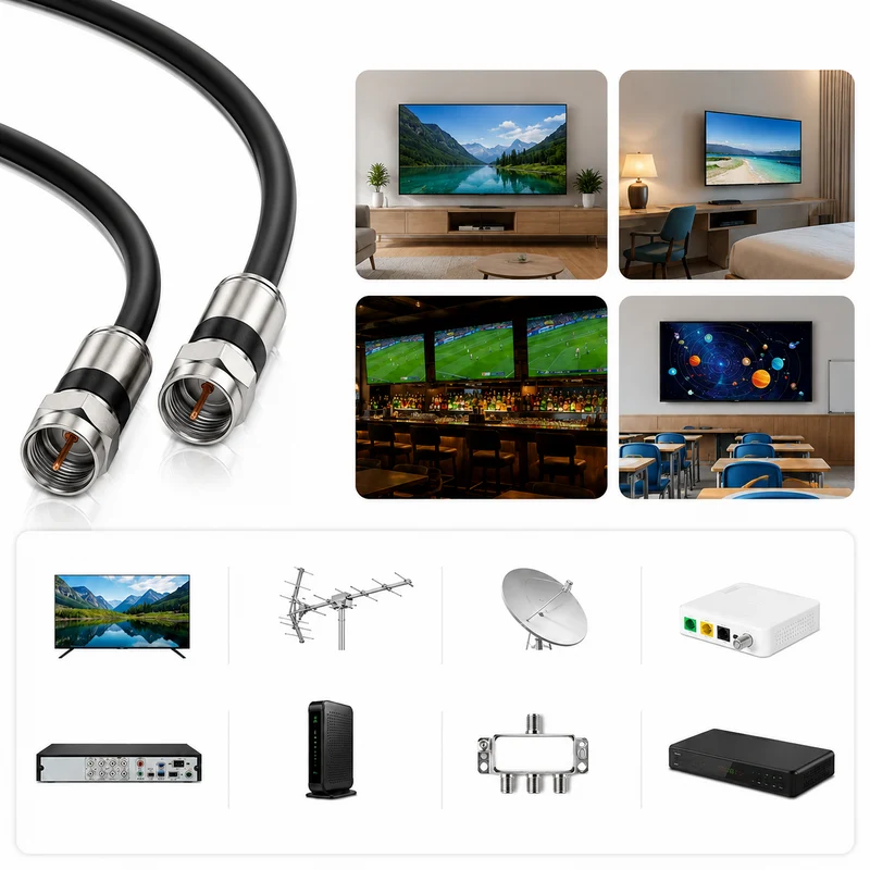 RG6 Koaxialkabel 3m Quad Shield TV Antennenkabel Satellitenkabel Schwarz