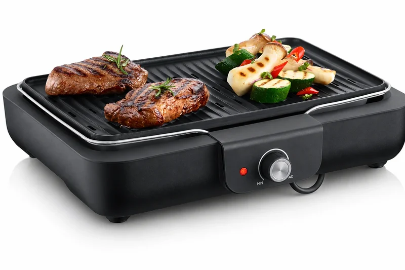 Elektrogrill Tischgrill 2200W Alu Grillplatte Innen Außen BBQ Grill
