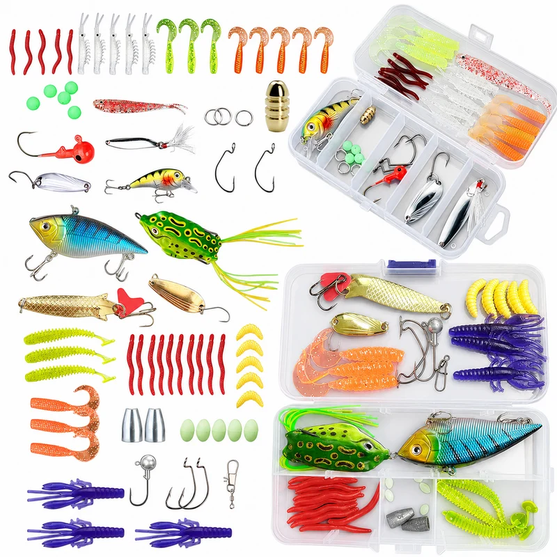 40tlg Angelköder Set Wobbler Spinnerbait Softbait mit Angelbox