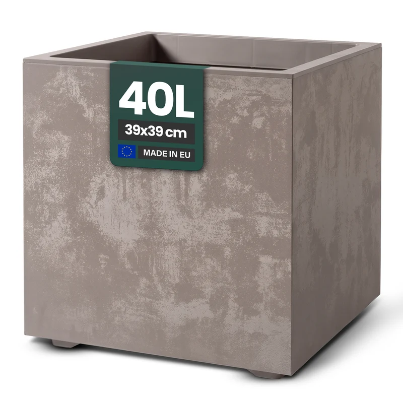 XL Pflanzkübel 'Millennium' 40 Liter, eckig in Sandbraun