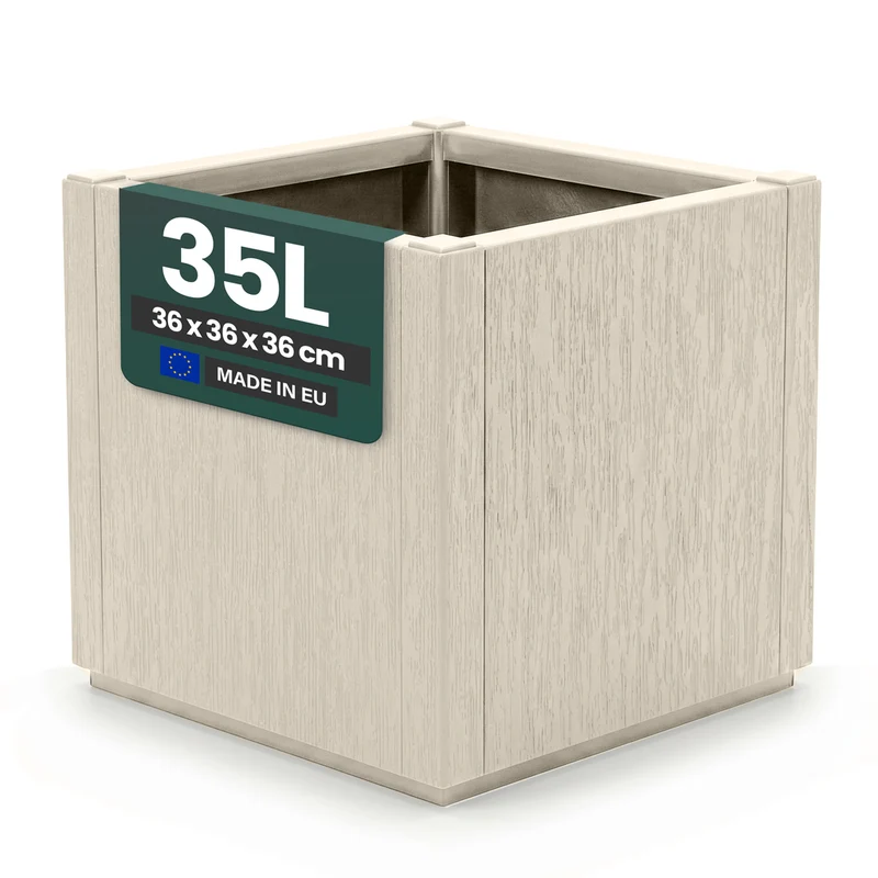 Pflanzkasten "Ethica" in Struktur Optik schmale Version (Beige)
