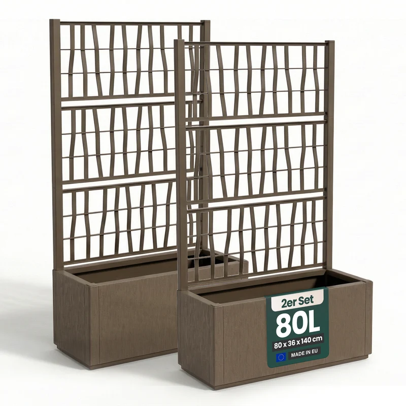 Set: 2 x XL SPALIER 'Ethica' - 80 x 36 x 140 cm - in Struktur Optik - breite Version - in Taupé