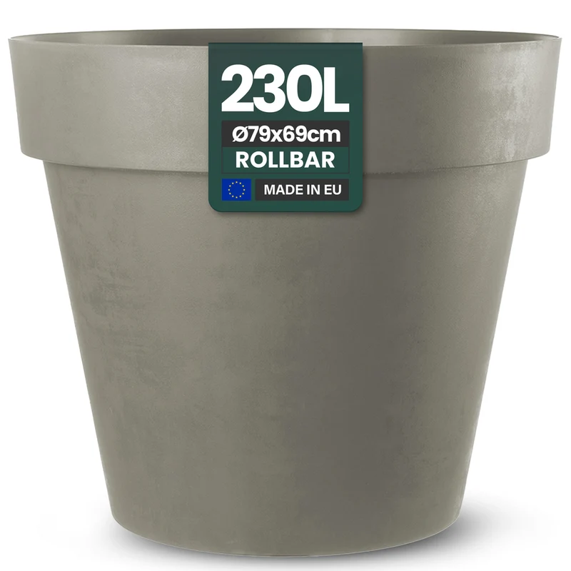 XXL Pflanzkübel / Pflanztopf „LIKE“ Ø 79 x H 69 cm - Braun - Rund, Rollbar - in Natur Stein Optik