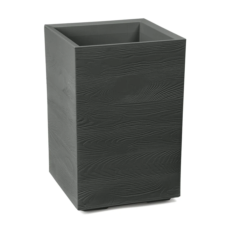 XXL Pflanzkübel 'Eco Wood' in Holz Optik in Anthrazit, rollbar 40 x 40 x 60 cm