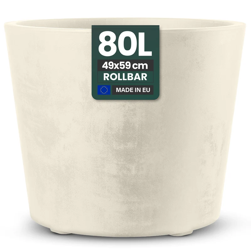 Rollbarer XXL Pflanzkübel "Millennium" 80 Liter in Creme Weiß