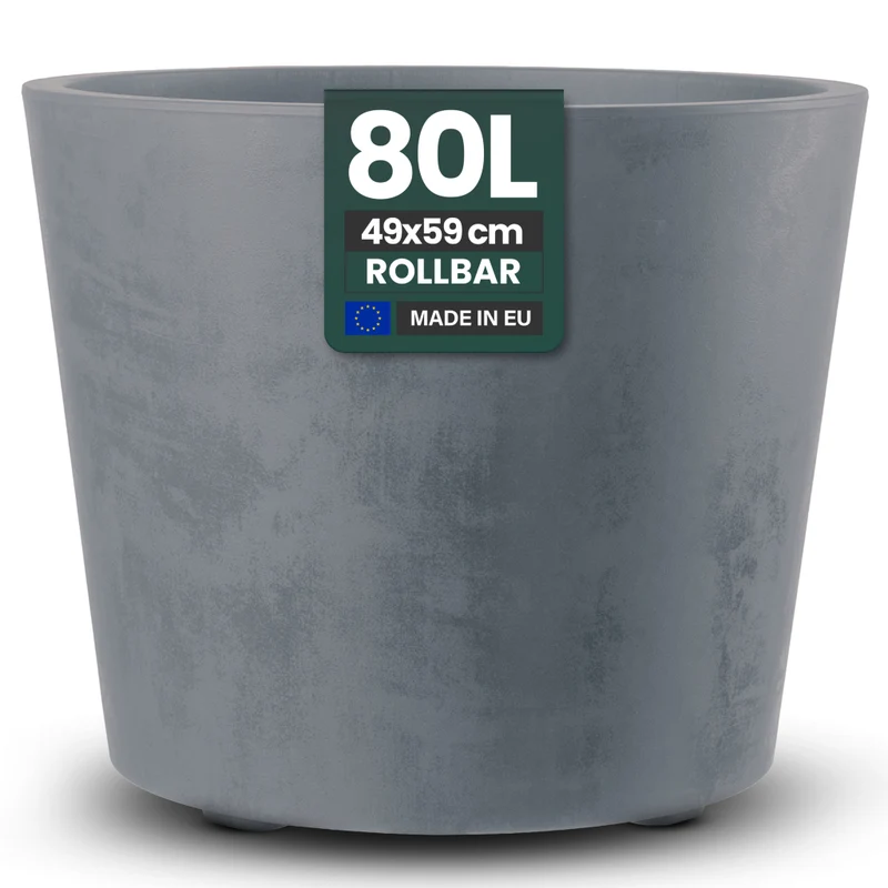 Rollbarer XXL Pflanzkübel 'Millennium' 80 Liter in Grau