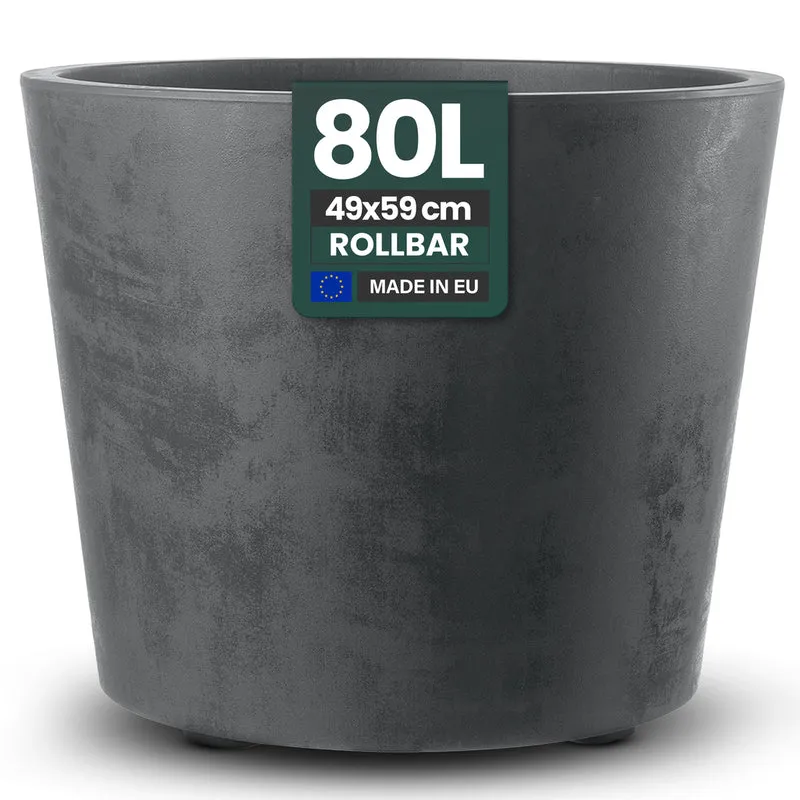 Rollbarer XXL Pflanzkübel 'Millennium' 80 Liter in Anthrazit